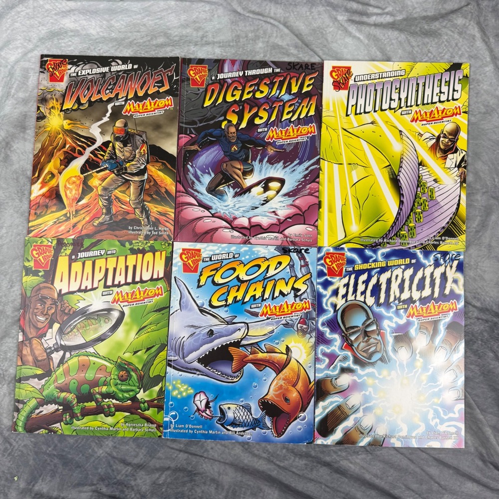 Max Axiom Super Scientist Graphic Library Science Book Lot 6 Volcano STEM Comic